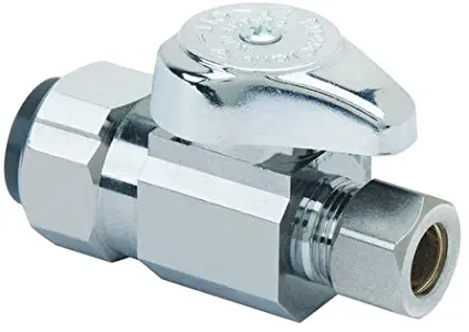 BrassCraft 1600540 G2PS14X C1 Nominal Push Connect Inlet O.D. Compression Outlet Turn Straight Valve, 1/2 x 3/8