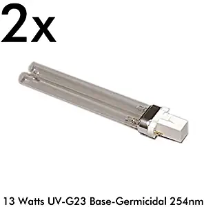 CNZ 13 Watts G23 Base UV-C Germicidal Ultraviolet Light Bulb Qty 2