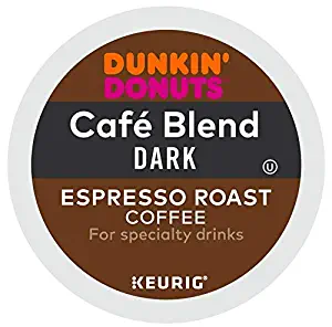 Dunkin' Donuts Cafe Blend Dark Espresso Roast Coffee single serve capsules for Keurig K-Cup pod brewers (24 Count)