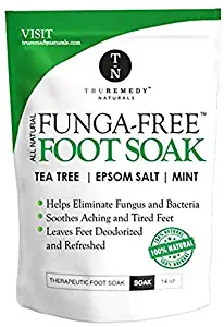 Tea Tree Oil Foot Soak With MSM, Epsom Salt & Mint, Feet Soak Helps Toenail System, Athletes Foot & Stubborn Foot Odor - Foot Bath Salt Softens Calluses & Soothes Sore Tired Feet, 14 Ounce