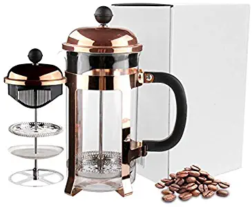 VERTRAUEN: Elegant Rose Gold French Press Coffee Maker - High Quality Stainless Steel, Heat Resistant with Filter, 20 oz / 600 ml - serves 2 - A Perfect Gift For Father's Day!…