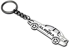 Keychain With Ring For Nissan Almera Classic Steel Key Pendant Chain Automobile Gift Car Design Accessories Laser Cut Home Key