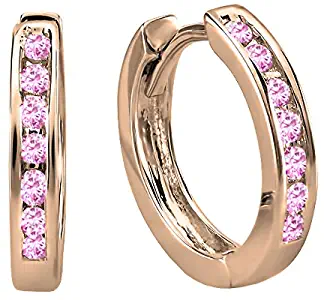 Dazzlingrock Collection 14K Small Huggie Hoop Earrings, Rose Gold