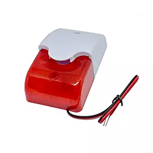 DC9 to 12V Wired Strobe Siren Red Light Sound Flash Buzzer Siren Home Security Alarm System Electric Security Siren 110dB@12V DC
