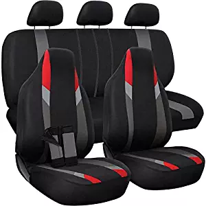 Motorup America Gray & Black Low Back Bucket Set Auto Seat Cover Set - Fits Select Vehicles Car Truck Van SUV