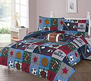 GorgeousHomeLinen Boys Girls Teens Twin 6PC Comforter Bedding Set with Matching Sheets and Small Decorative Pillow Bed Dressing for Kids (Rugby)