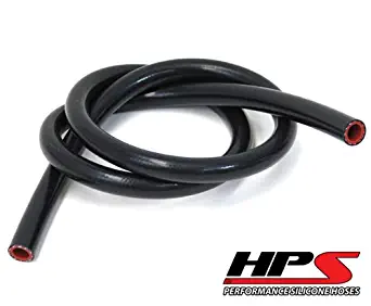 HPS HTHH-100-BLK Silicone High Temperature Reinforced Heater Hose, 200 PSI Maximum Pressure,1' Length, 1" ID, Black
