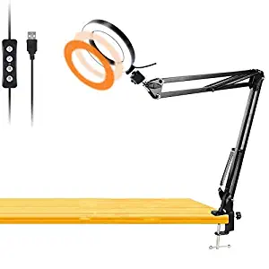 Workbench Light, Desk Ring Light with Swivel Clamp Arm,6'' USB Ring Light for Reading,Craft,Makeup,YouTube,Live Streaming,Study,Architect Drafting - Acetaken