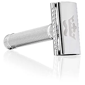 Double Edge Safety Razor - Shaveology Safety Razors for men + 5 Platinum Double Edge Razor Blades- Shaveology Provides The Best Razors for Men - Great Gifts for Men - Chrome Double Edge