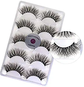 Mink False Eyelashes Extension LASGOOS Siberian Cruelty-free Luxurious Long Winged 3D Fake Eye Lashes Makeup 5 Pairs/Box A21