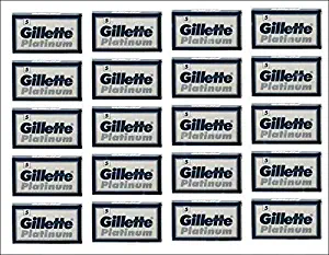 100 Gillette Platinum Blue Double Edge Safety Razor Blades, 20 x 5