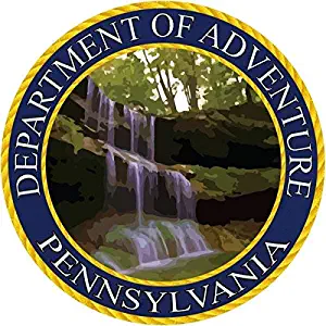 Pennsylvania State Seal Sticker Dept of Outdoor Adventure | PA Falls | Apply to Water Bottle Decal Laptop Computer Car Bumper Oval | Philadelphia Pittsburgh Flyer 76ers Steeler Union PSU Penn Pocono