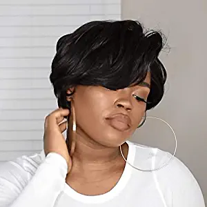 BeiSD Short Black Bob Wig Short Bob Wig Synthetic Black Wig With Hairpart Short Synthetic Wigs For Black Women Short Pixie Cut Wigs For Women African American Wigs Cosplay Wig