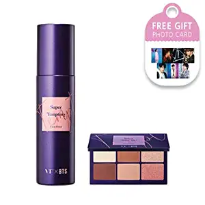 VT X BTS Super Tempting Face Fixer + Super Tempting Eye Palette Choose 1 Color (Include - BTS 7 Photo Cards (108x148/A6 Size) (01 MODERN NUTRAL)