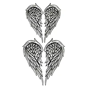 Oottati Small Cute Fake Waterproof Temporary Tattoo Black Angel Feather Wing (2 Sheets)