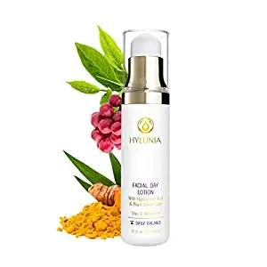 Hylunia Facial Day Lotion - 1.7 fl oz - Anti-Aging for Wrinkles - with Shea Butter, Hyaluronic Acid Serum, Zinc - Natural Vegan Moisturizer - Rapid Skin Repair