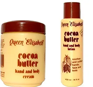 Queen Elizabeth Cocoa Butter Hand & Body Cream Plus Cocoa Butter Lotion (2 Products 1 Price) 400 Milliliters