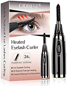 Heated Eyelash Curler, Electric Eyelash Curler, Portable Electric Eyelash Curler for Eyelashes Curling Natural, Quick Heating Long Lasting, Safe ＆ Hassle-Free