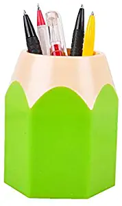 Konxxtt Pencil Shaped Pot Pen Holder Makeup Brush Container Creative Stationery Storage School Supplies for Students(Green,10.5x7.5cm / 4.1x2.9")