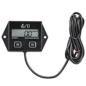 Runleader HM011A Self Powered Engine Digital Maintenance Tachometer Hour Meter (BATTERY REPLACEABLE) for Lawn Mower Generator Dirtbike Motorcycle Outboard Marine Paramotors Snowmobile and Chainsaws