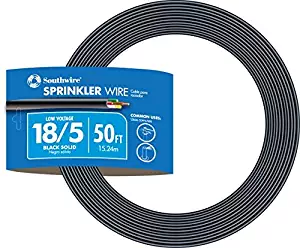 Southwire 49275142 50' 18/5 Multi-Conductor Sprinkler Wire for Outdoor use, Black