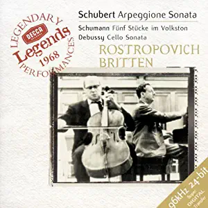 Schubert: Sonata for Arpeggione (bowed guitar) & Piano, d.821 / Schumann: 5 Pieces in the Popular Style (Volkston), Op. 102 / Debussy: Cello Sonata