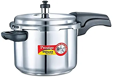 Prestige 6.5L Alpha Deluxe Induction Base Stainless Steel Pressure Cooker, 6.5-Liter