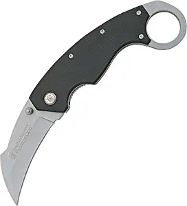 SMITH & WESSON ExtremeOps CK33 7.9in S.S. Karambit Folding Knife with 3.1in Hawkbill Blade and G-10 Handle for Outdoor, Tactical, Survival and EDC