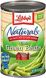 Libby's Naturals Cut Green Beans No Salt, No Sugar, 14.5 OunceCans (Pack of 12)