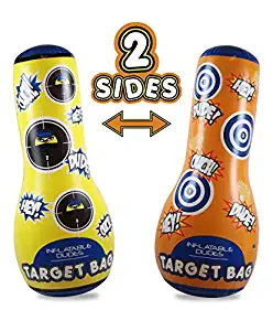 J&A's Inflatable Dudes Target Bag 47 Inches -Double-Sided Ninja & Dinosaur Bop Bag | Kids Punching Bag| Inflatable Toy| Boxing - Premium Vinyl- Base is ALREADY Filled with Sand for Bounce-Back Action!
