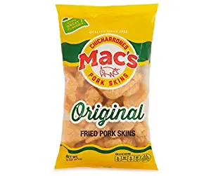 Mac’s Original Pork Skins - Low Carb, Keto Friendly Snack - Crunchy Chicharrones / Pork Rinds (3 oz bags, 12ct)