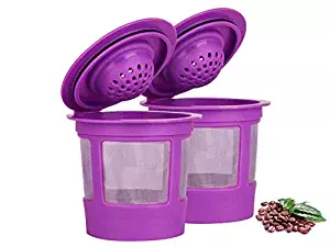 Maxware 2 Reusable Refillable Coffee Filters For Keurig Family 2.0 and 1.0 Brewers Fits K200, K300/K350/K360, K450/K460, K500/K550/K560/K575 (Purple, 2)