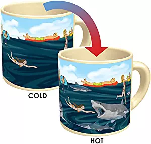 Shark! Heat Changing Mug - Add Coffee or Tea and Sharks Lurking Under the Water Appear - Comes in a Fun Gift Box