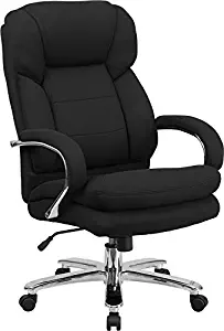 Emma + Oliver 24/7 500 lb. Big & Tall Black Fabric Ergonomic Office Chair with Loop Arms