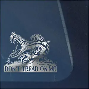 Don't Tread on Me Clear Vinyl Decal Sticker for Window, Gadsden Flag Sign Art Print Design-Metallic Silver