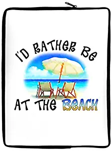 TooLoud I'd Rather Be at The Beach 17" Neoprene Laptop Sleeve 10" x 14" Portrait