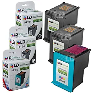 LD Remanufactured Ink Cartridge Replacement for HP 94 & HP 95 (2 Black, 1 Color, 3-Pack)