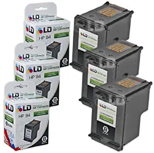 LD Remanufactured Ink Cartridge Replacements for HP 94 C8765WN (Black, 3-Pack)