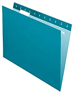 Office Depot 2-Tone Hanging File Folders, 1/5 Cut, 8 1/2in. x 11in, Letter Size, Teal, Box of 25, OD81614