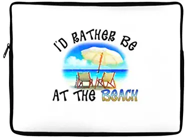 TooLoud I'd Rather Be at The Beach 17" Neoprene Laptop Sleeve 14" x 10" Landscape